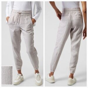 Athleta Women's Cabo Cheetah Print Jogger Pants Linen Cream